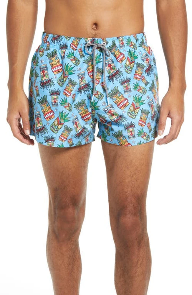 Boardies Men's Tiki Masks Shortie Swim Trunks Blue at Nordstrom,