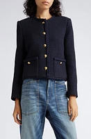 Nili Lotan Iman Crop Tweed Jacket in Dark Navy at Nordstrom, Size 6