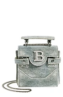 Balmain Mini B-Buzz Denim Crossbody in 6Fm Navy/Beige at Nordstrom