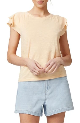 PAIGE Linnea Ruffle Sleeve Top Light Orange Peel at Nordstrom,