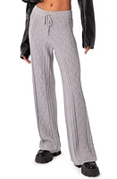 EDIKTED Kasey Cable Knit Cotton Pants Gray at Nordstrom,