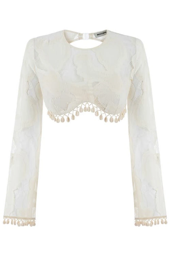 Nocturne Seashell Accessory Crop Top in Ecru at Nordstrom