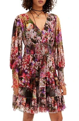 Desigual Azalea Floral Print Long Sleeve Minidress Mix at Nordstrom,