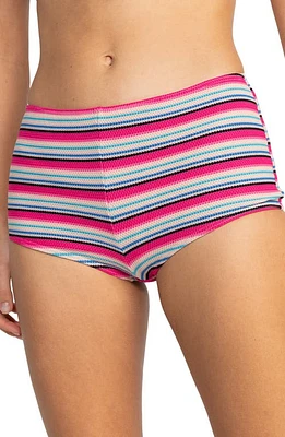 Roxy Paraiso Stripe Shorty Bikini Bottoms Brazilian Sand Parai at Nordstrom,