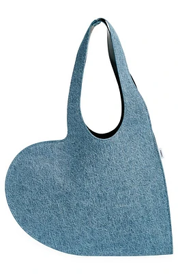 Coperni Mini Heart Denim Tote in Washed Blue at Nordstrom