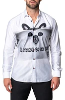 Maceoo Fibonacci Lion Time Regular Fit Cotton Blend Button-Up Shirt White at Nordstrom,