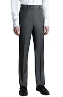 Santorelli Flat Front Wool Herringbone Dress Pants Grey at Nordstrom,