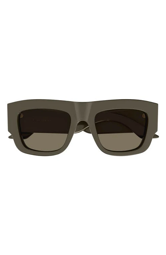 Alexander McQueen 53mm Rectangular Sunglasses in Brown at Nordstrom