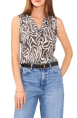 Vince Camuto Abstract Print Sleeveless Top Rich Black at Nordstrom,