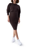 Ingrid & Isabel Two-Piece Ribbed Maternity Midi Dress Sweater Java at Nordstrom,