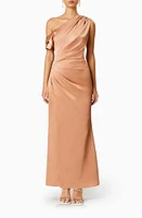 Elliatt Retreat One-Shoulder Satin Gown Copper at Nordstrom,