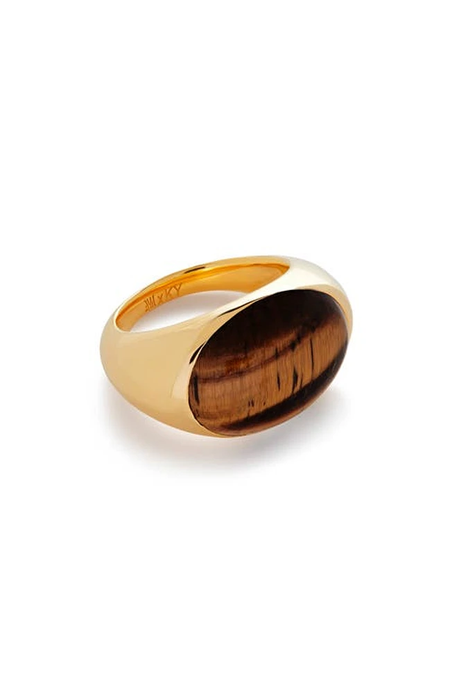 Monica Vinader x Kate Young Tiger's Eye Ring 18K Gold Vermeil at