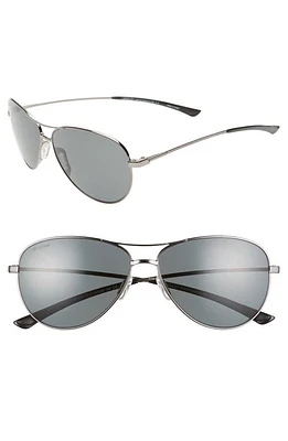 Smith Langley 60mm ChromaPop Polarized Aviator Sunglasses in Dark Ruthenium/Grey at Nordstrom