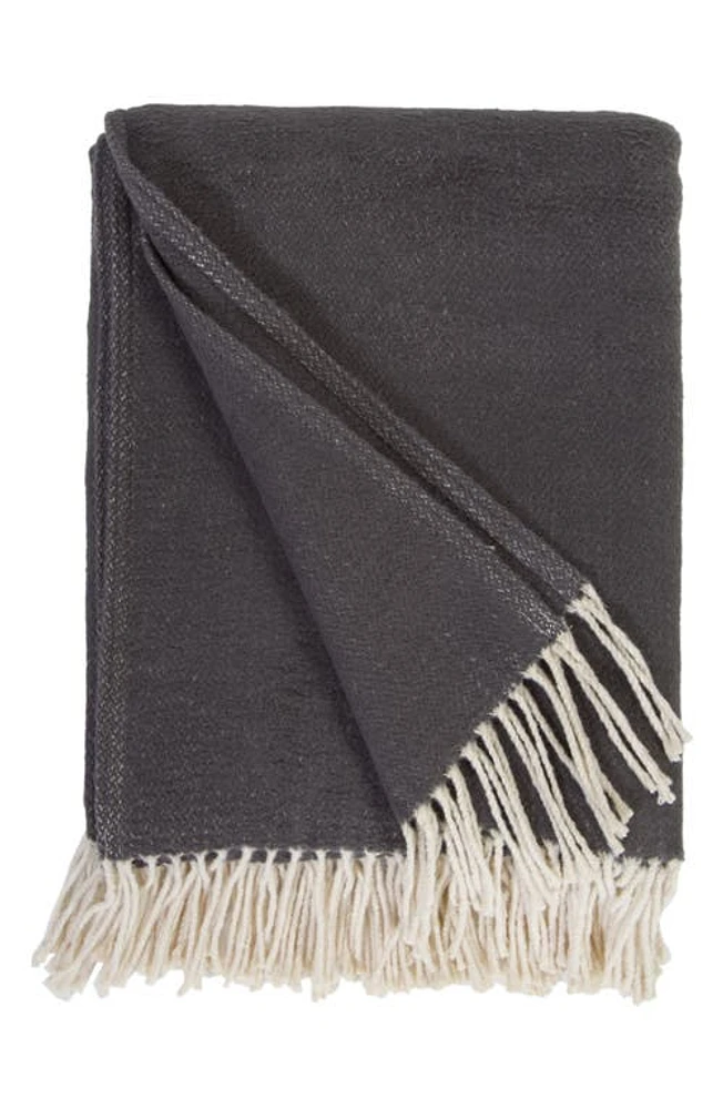 Pom Pom at Home Billie Fringe Cotton Throw Blanket in Charcoal at Nordstrom, Size 50X70