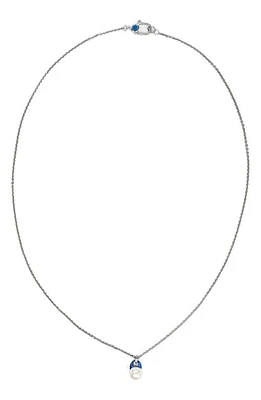 POLITE WORLDWIDE Graphic Freshwater Pearl Necklace in Silver/Blue at Nordstrom, Size 19.5