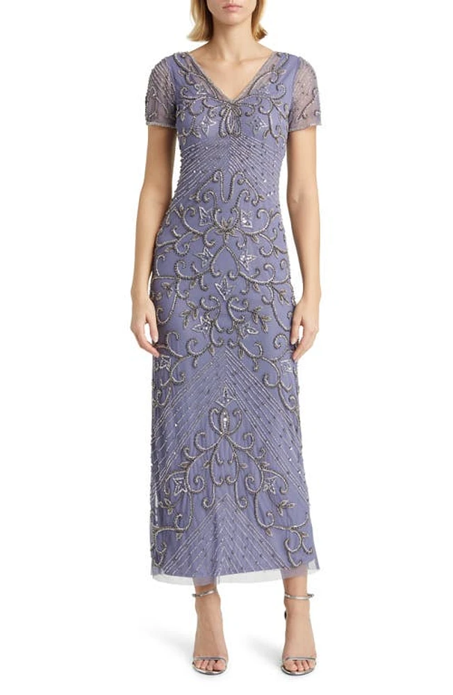 Pisarro Nights Beaded Mesh Column Gown at Nordstrom,