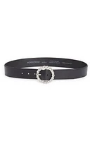 Nordstrom Lila Crystal Buckle Leather Belt Black at Nordstrom,