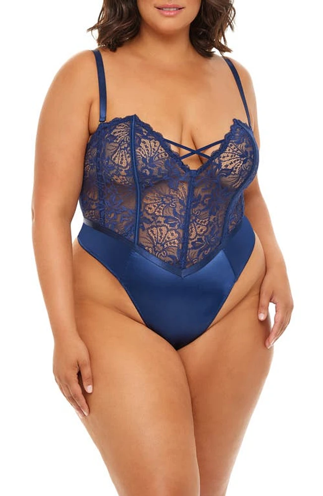 Oh La Cheri Andie Lace Teddy Estate Blue at Nordstrom,