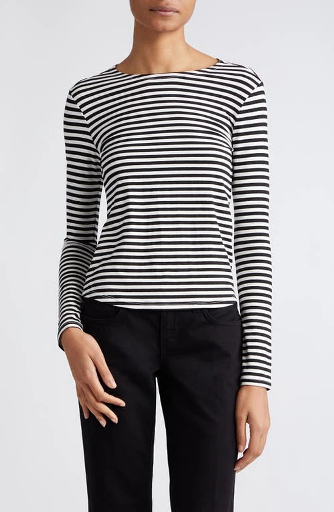 L'AGENCE Tess Stripe T-Shirt in Black/White Stripe at Nordstrom, Size Small