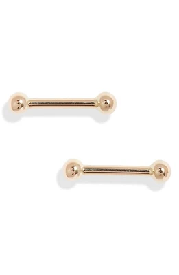 Poppy Finch Baby Dumbbell Stud Earrings in 14K Yellow Gold at Nordstrom