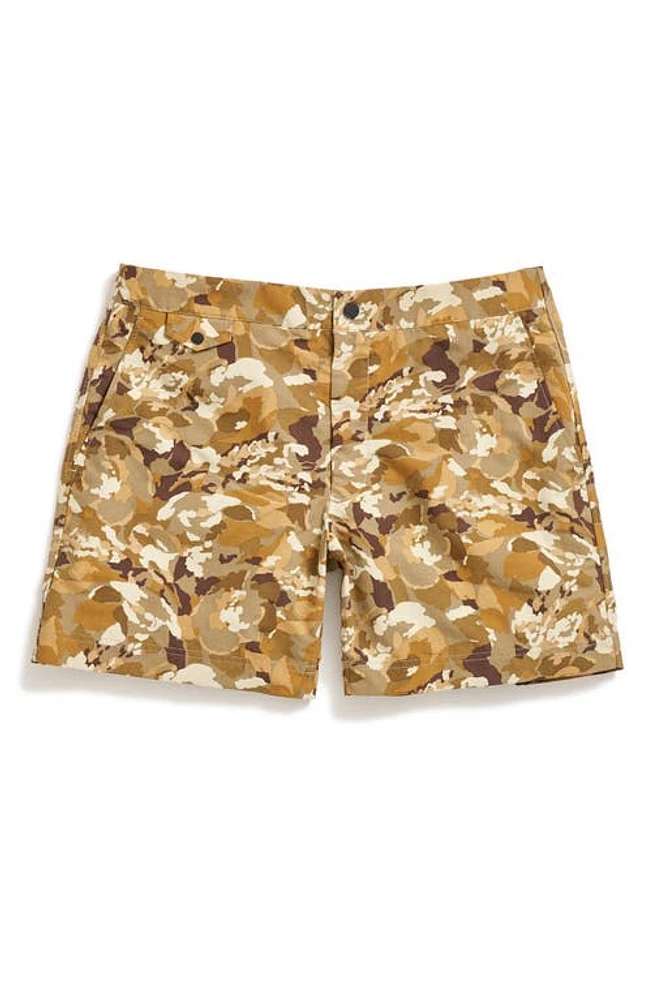 Billy Reid Camellia Moore Hybrid Swim Trunks Olive Multi at Nordstrom,