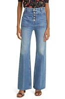 Ulla Johnson The Lou Button Fly Flare Jeans Danube Medium Indigo Wash at Nordstrom,