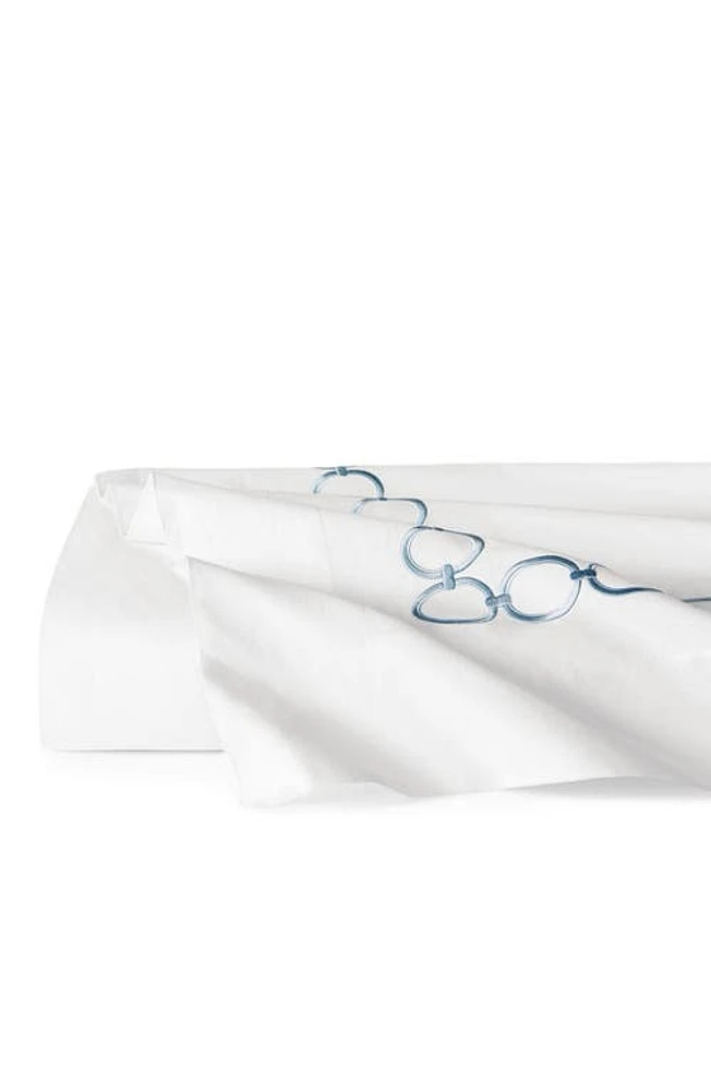 SFERRA Catena Flat Sheet in White/Sea at Nordstrom