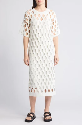 BOSS Fetrina Mesh Midi Dress Soft Cream at Nordstrom,