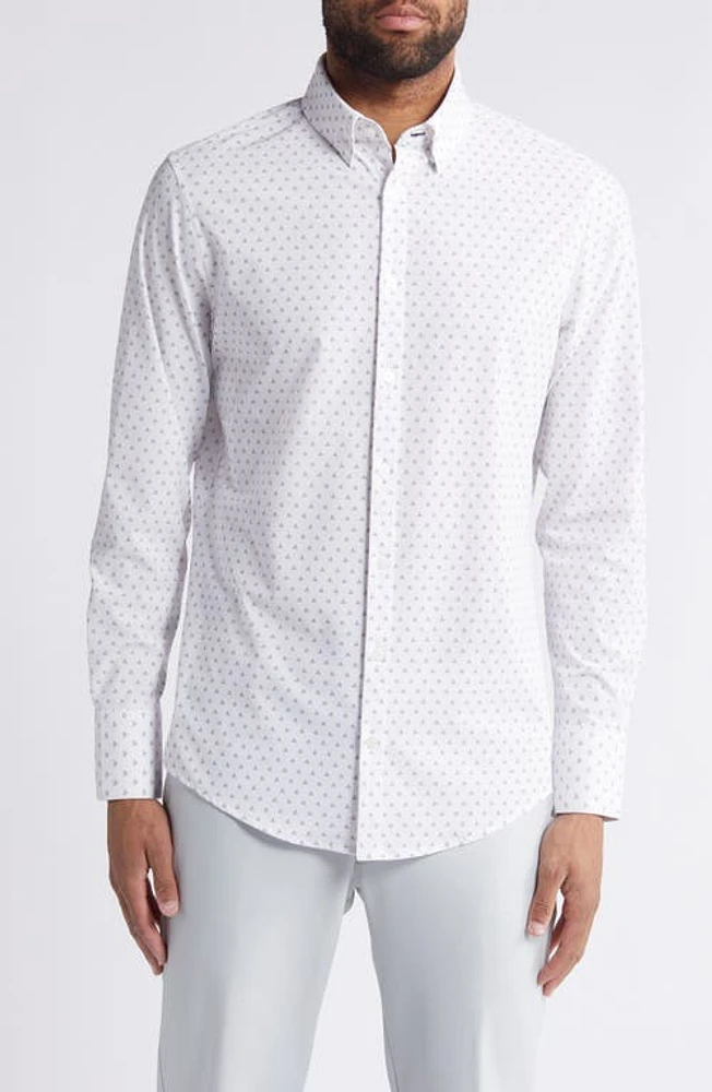 Mizzen+Main Leeward Trim Fit Performance Button-Up Shirt Carolina Star at Nordstrom,