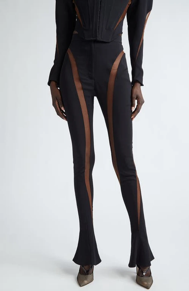 MUGLER Sheer Spiral High Waist Skinny Pants at Nordstrom, Us