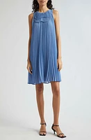 Emporio Armani Plissé Sleeveless Shift Dress Solid Light Blue at Nordstrom, Us