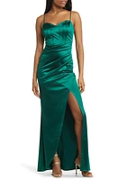 LOVE, NICKIE LEW Corset Satin Gown Hunter at Nordstrom,