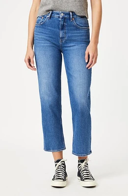 Mavi Jeans Savannah High Waist Crop Relaxed Straight Leg Mid Brushed Recycled Blue at Nordstrom, 29