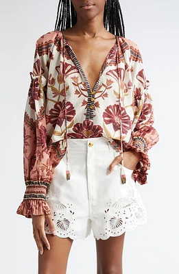 FARM Rio Riad Floral Cotton Top Cream at Nordstrom,