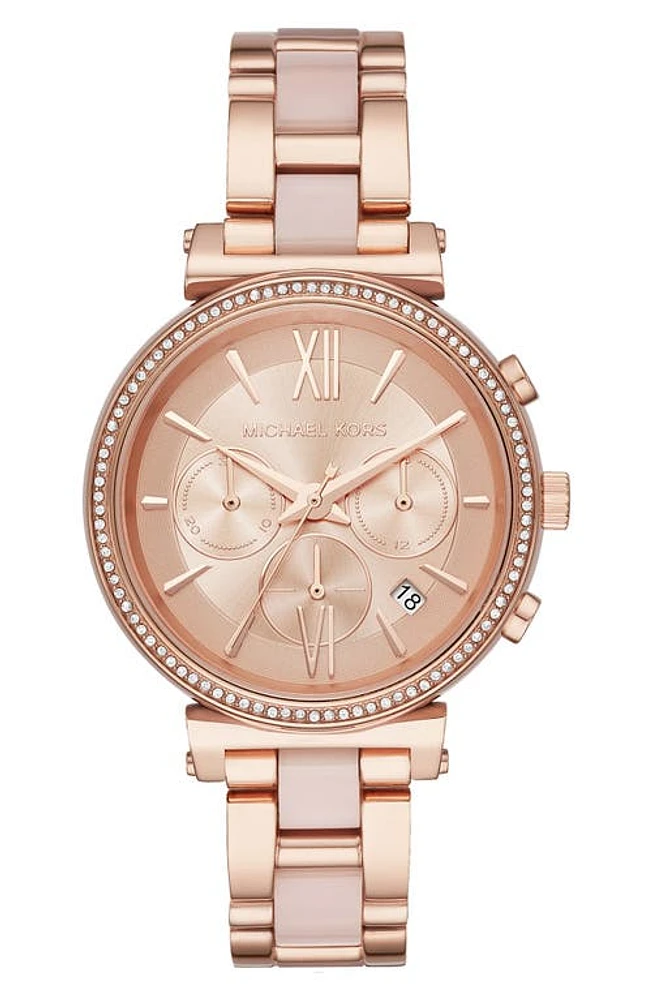 Michael Kors Sofie Chronograph Bracelet Watch, 39mm in Rose Gold at Nordstrom