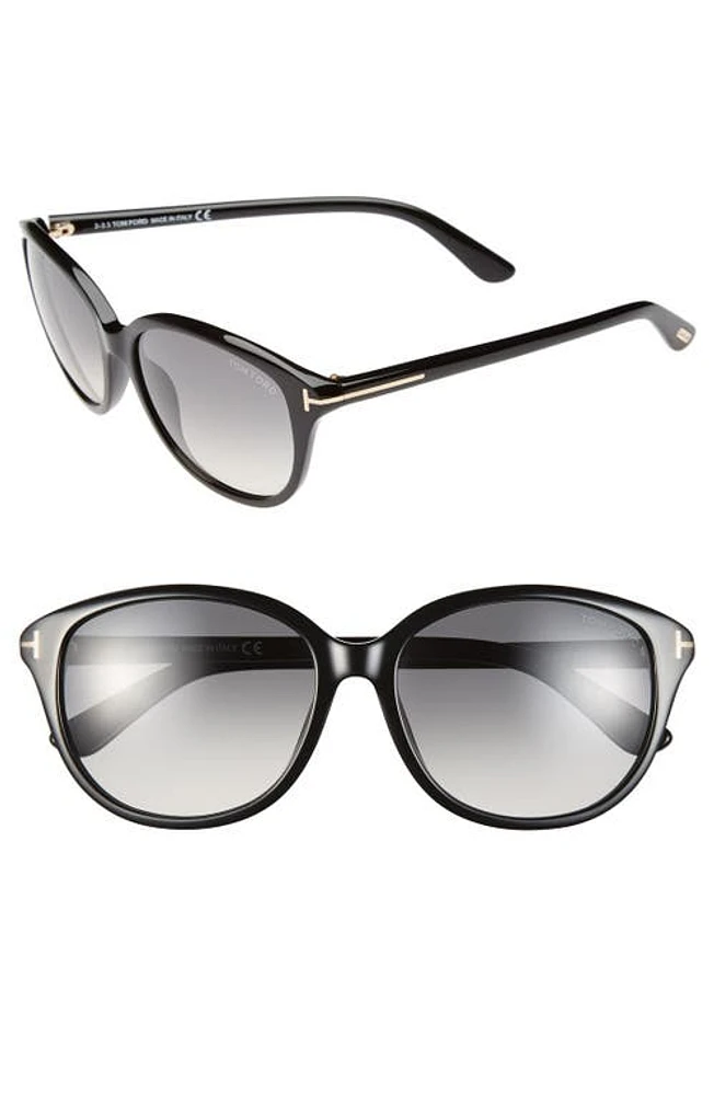 TOM FORD 'Karmen' 57mm Sunglasses in Black/Grey/Ochre Lenses at Nordstrom