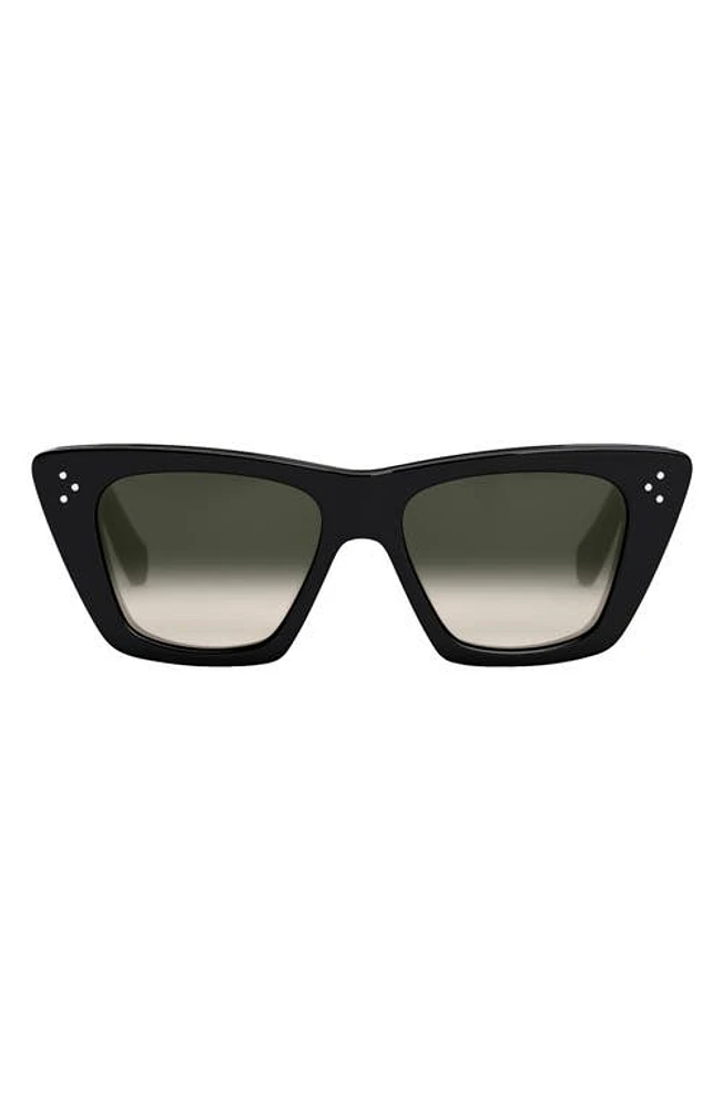 CELINE 51mm Cat Eye Sunglasses in Shiny Black /Gradient Brown at Nordstrom