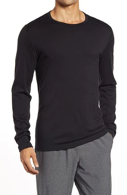 Icebreaker Oasis Long Sleeve Wool Base Layer T-Shirt Black at Nordstrom,