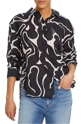 Sam Edelman Dorey Oversize Long Sleeve Button-Up Shirt Arctic Wolf Black at Nordstrom,