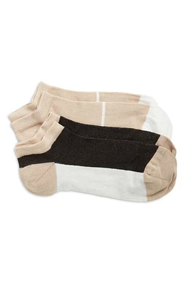 Oroblu Assorted 2-Pack Colorblock Ankle Socks in Black/Sand at Nordstrom