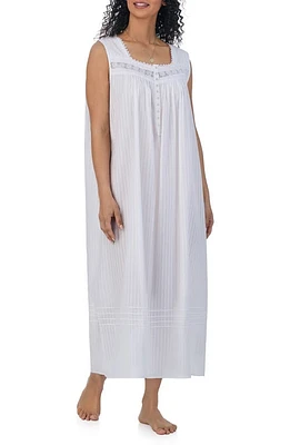 Eileen West Stripe Cotton Ballet Nightgown White at Nordstrom,