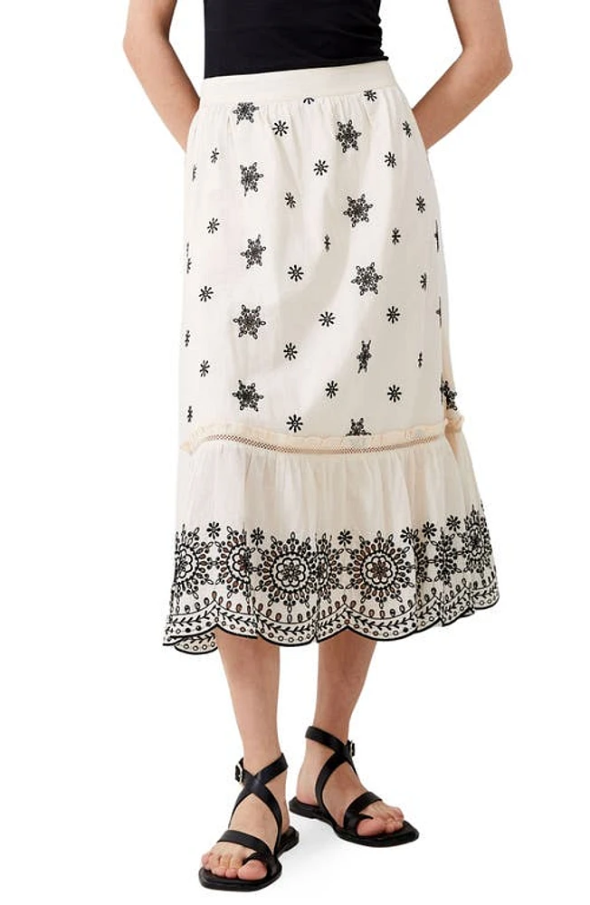 French Connection Felicity Eyelet Embroidered Cotton Skirt Classic Cream-Black at Nordstrom,