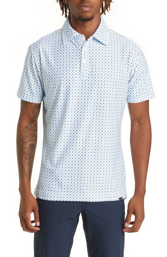 Barbell Apparel Men's Print Flex Performance Polo White at Nordstrom,