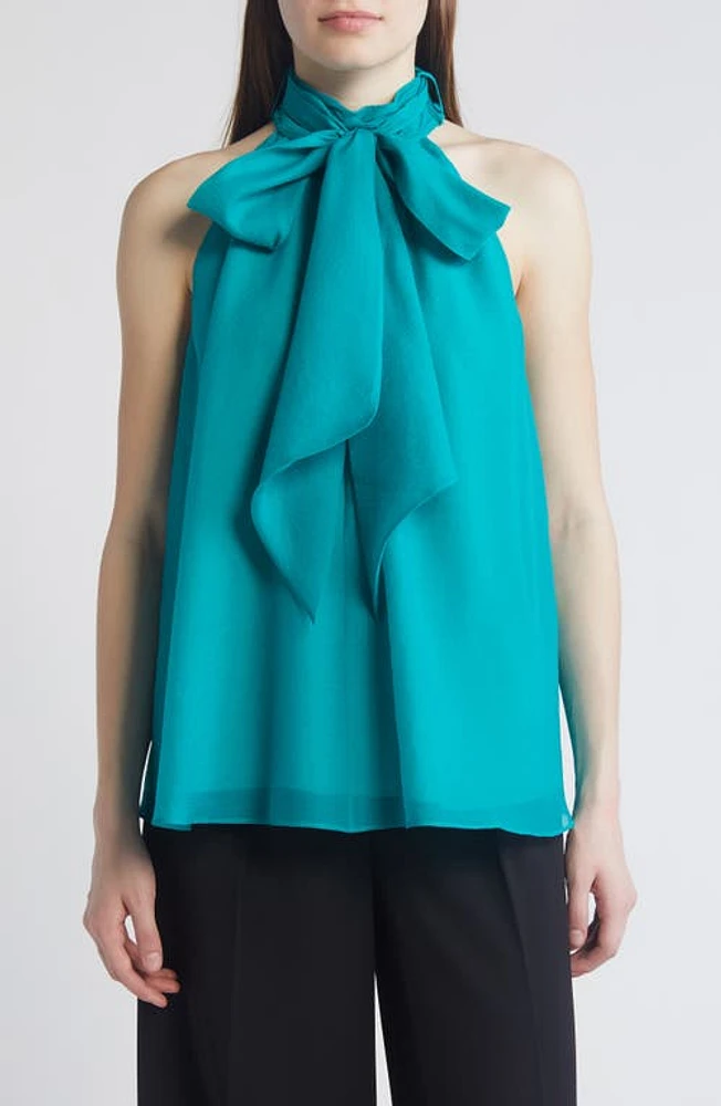 Ted Baker London Tejeda Tie Neck Drape Top Green at Nordstrom,