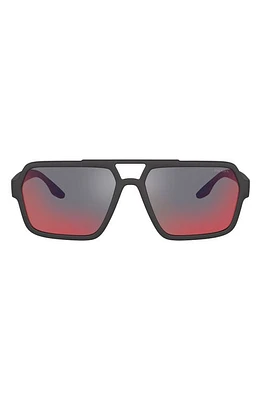 PRADA SPORT 59mm Rectangle Sunglasses in Black/Grey/Blue/Red Mirror at Nordstrom