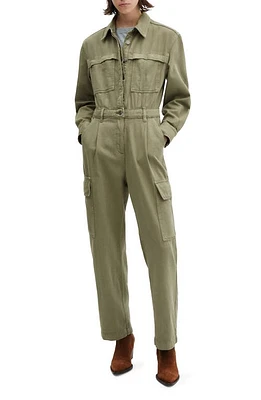 MANGO Denim Cargo Jumpsuit in Khaki at Nordstrom, Size Medium