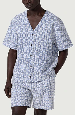 HONOR THE GIFT Embroidered Short Sleeve Cotton Blend Button-Up Shirt at Nordstrom,