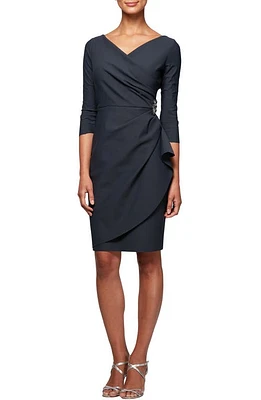 Alex Evenings Embellished Ruched Sheath Cocktail Dress Charcoal at Nordstrom,