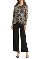 Marina Mixed Media Metallic Bodice Jumpsuit & Jacket Set Black/Gold at Nordstrom,