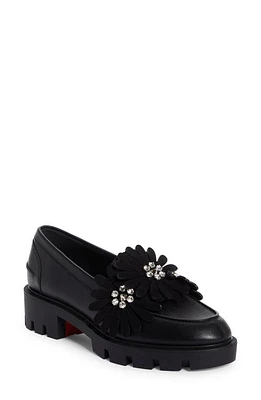 Christian Louboutin Flora Lug Sole Loafer Black at Nordstrom,